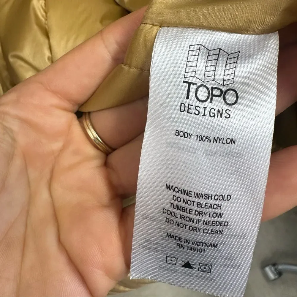 Topo Design Men's Mountain Puffer Hoodie Jacket Coat in Blue/slate Gray Size S